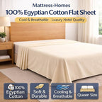 Mattress-Homes Queen Size Flat Sheets 100% Egyptian Cotton Top Sheet 1Pcs - Image 3