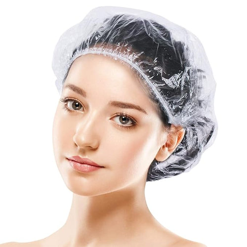 100pcs Shower Caps Disposable, Thicker and Larger Waterproof Clear Hair Bath by DEFABEE