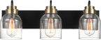 Globe Electric 63000200 22" 3-Light Vanity Light, Matte Black, Matte Brass by GlobeElectric