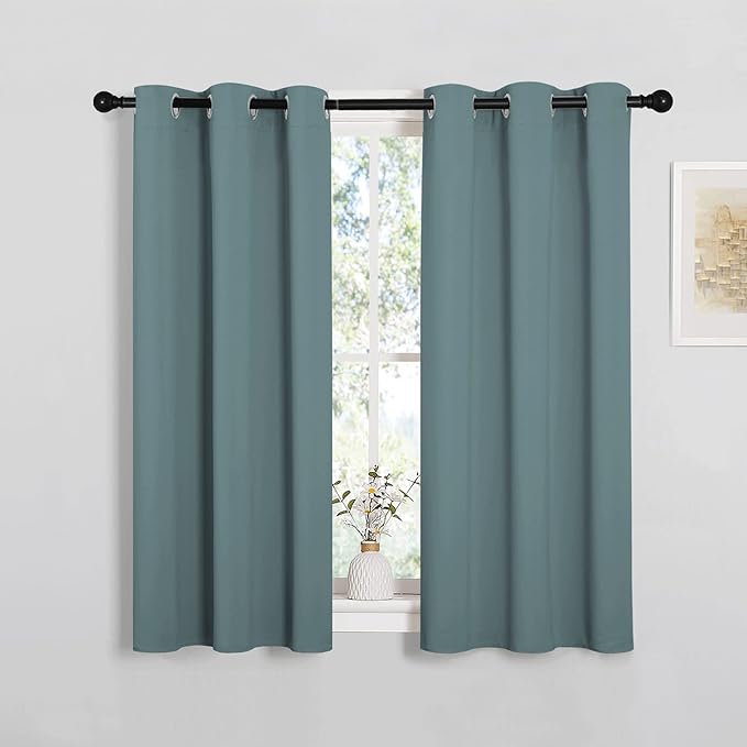 NICETOWN Greyish Blue Kitchen Window Curtains Over Sink by NICETOWN