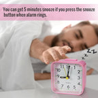 Lamisola Small Pink Kids Desk Alarm Clock, Analog Travel Battery Operated Clock - Image 4