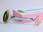 Rose Quartz + Jade Roller for Face and Neck Massage, Dual Gemstones - Image 4