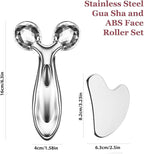Stainless Steel Gua Sha and Face Roller Set, Facial Tool - Image 8