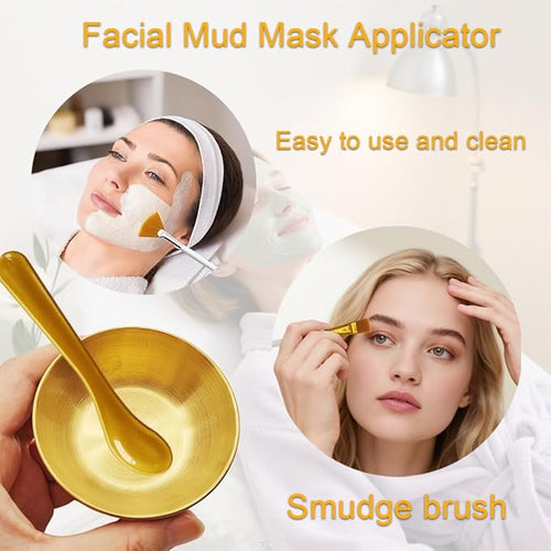 12 Pcs Gold Facial Bowl and Brush Set - Image 2