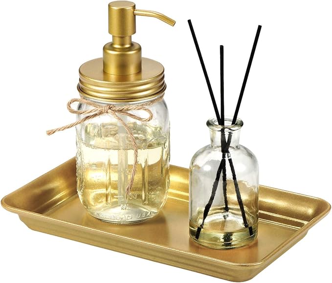 Vintage Farmhouse Decor Metal Vanity Tray, Countertop Guest Hand Towel Storage - Image 3