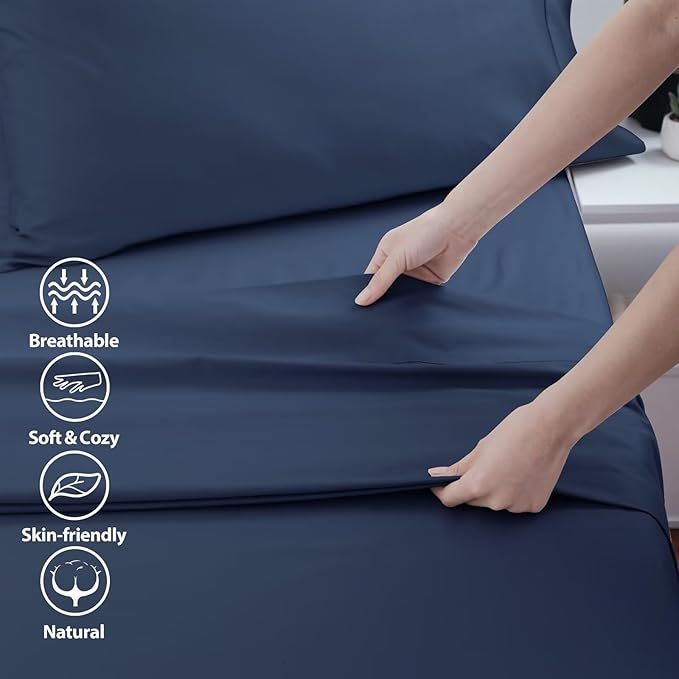 2-Pack Cotton Cal King Flat Sheet Only, 600 Thread Count 100% Egyptian Cotton - Image 3