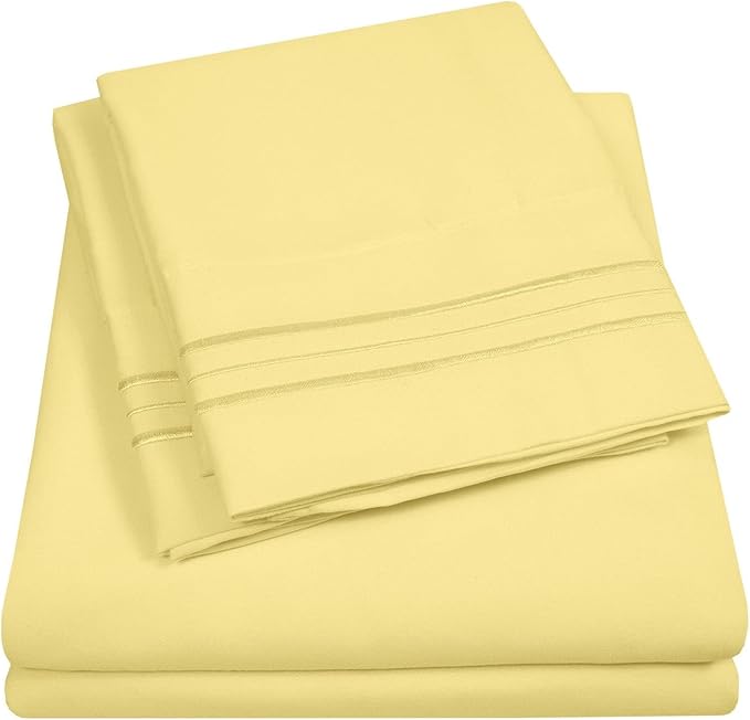 Twin Size Sheet Set with Built-in Sheet Straps by SweetHomeCollection