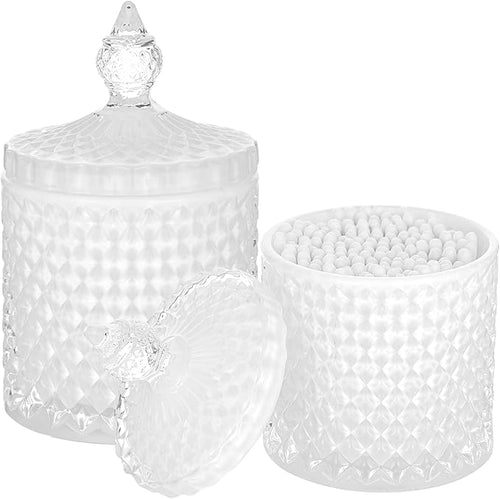 2 Pack Qtip Holder Thick Glass Apothecary Jars by rejomiik