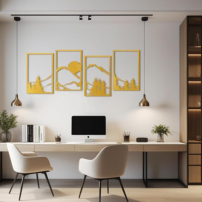 Art3d Black Metal Wall art, 4 Pieces Wall Decor - Image 2