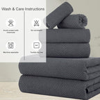 CASA COPENHAGEN Popcorn 6Pcs 100% Egyptian Cotton Large Designer Towels Gift - Image 4
