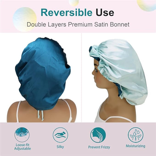 Adjustable Silk Satin Bonnet Hair Care Caps - Image 2