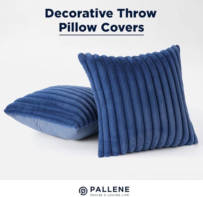 Pallene Faux Fur Plush Throw Pillow Covers 16x16 Set of 2, Luxury Soft Fluffy - Image 7