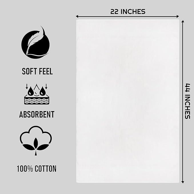 CH White Bath Towels Bulk Pack of 12 – Pure Cotton Lightweight & Absorbent - Image 2