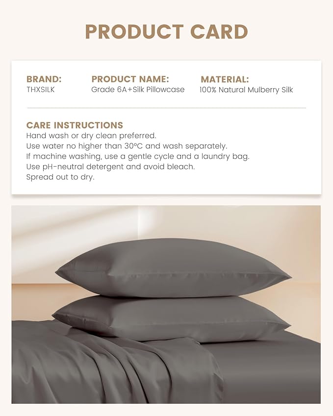 THXSILK Set of 2 Mulberry Silk Pillowcases, 100% Pure Mulberry Silk, 19 Momme - Image 8