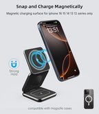 Foldable Magnetic Wireless Charger, KU XIU X40 Aluminum Alloy 3 in 1 Charging - Image 3