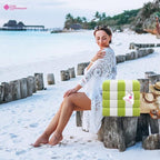 CASA COPENHAGEN Cabana Towel 4Pcs Lime Green Designer Stripe Beach Towels Gift - Image 5