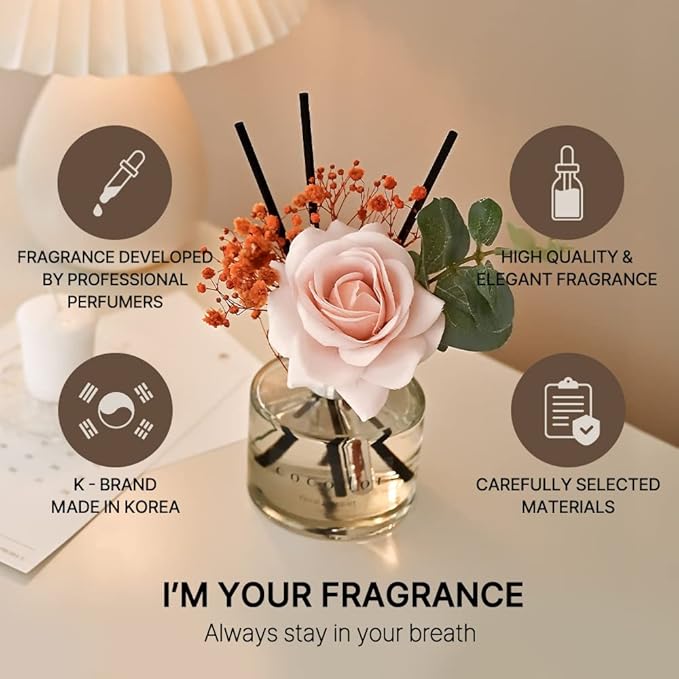 COCODOR Rose Flower Reed Diffuser/White Jasmine/6.7oz/1Pack / Home Fragrance - Image 2