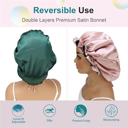 Adjustable Silk Satin Bonnet Hair Care Caps - Image 2