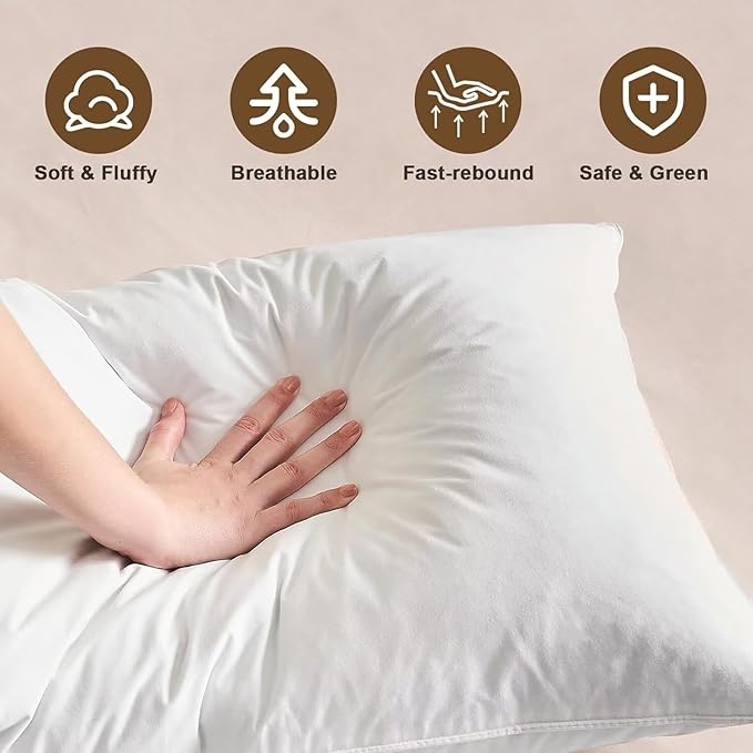 BHZ King Size Pillows Set of 4 Feather Down Hotel My King Pillows Bed Goose - Image 7