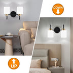 Modern Matte Black and Gold Bathroom Vanity Light Fixtures 2 Lights Milky Glass - Image 3