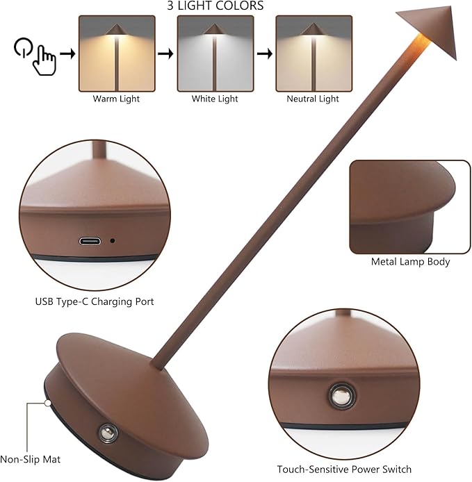 Cordless LED Table Lamp, Rechargeable 5200mAH Battery Operated Lamp - Image 6