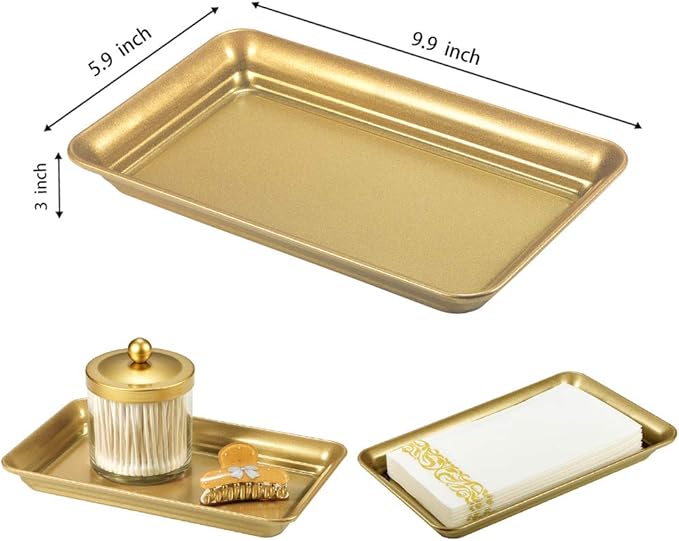 Vintage Farmhouse Decor Metal Vanity Tray, Countertop Guest Hand Towel Storage - Image 4