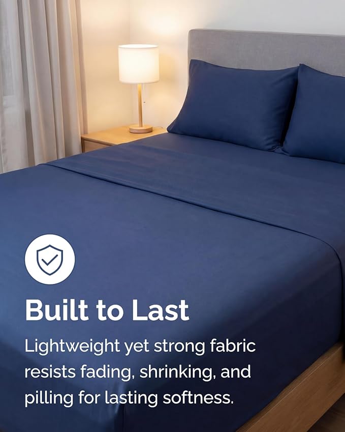 Lightweight 3 Piece Bed Sheet Set Twin XL Size - Image 4