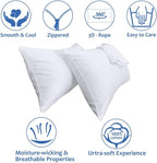 Precoco Pillow Cases Standard Size Set of 2 | 100% Cotton White Pillowcases - Image 6