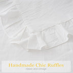 2 Pack Ruffle Throw Pillow Covers Farmhouse Off White Shabby Washed Cotton - Image 6