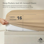 Linen Home 100% Cotton Percale Weave Fitted Sheet, Queen Size, Light Taupe - Image 2