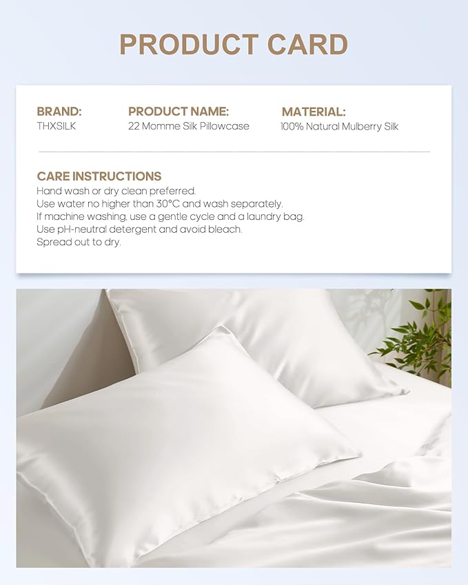 THXSILK Set of 2 100% Mulberry Silk Pillowcase - Image 8