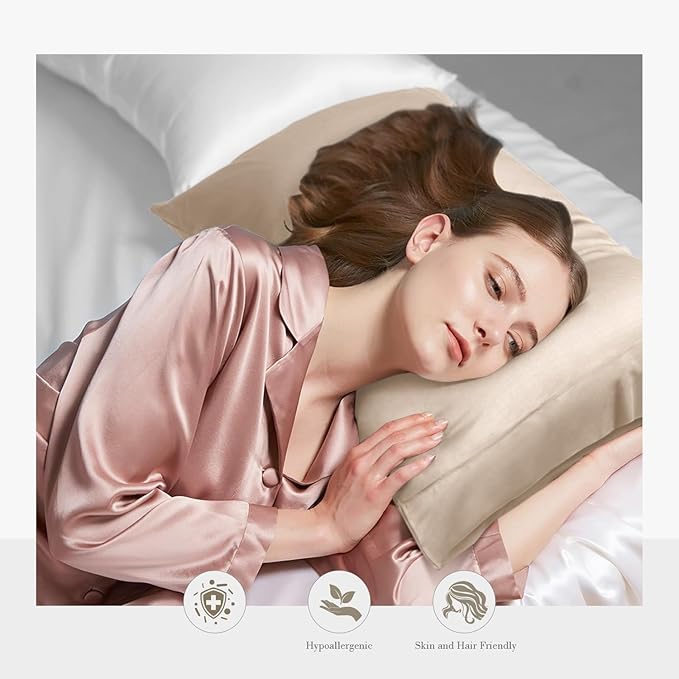 WishSmile Taupe Cooling Pillowcases King Pillow Cases Set of 2, Hair and Skin - Image 2