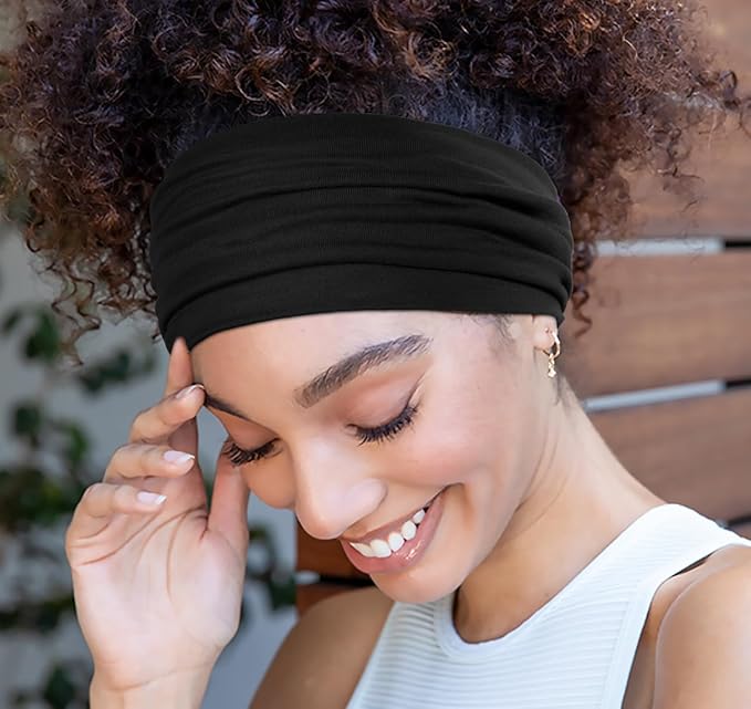 Huachi Black Headbands for Women Wide Headbands for Women Non Slip Thick Womens - Image 4