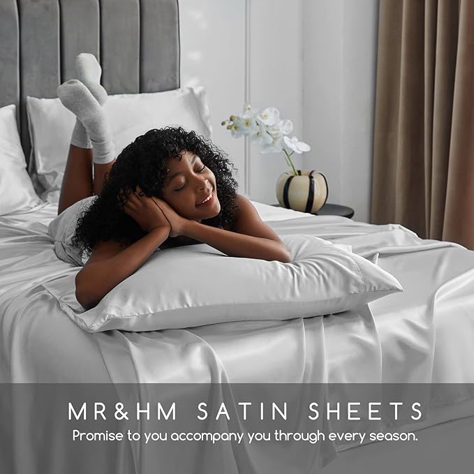 MR&HM Satin Bed Sheets, Twin XL Size Sheets Set - Image 6