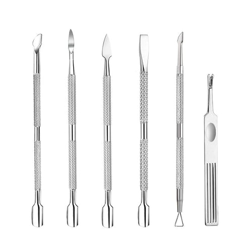 6PCS Cuticle Pusher Set, Stainless Steel Cuticle Remover Kit, Cutter and by Benbeno