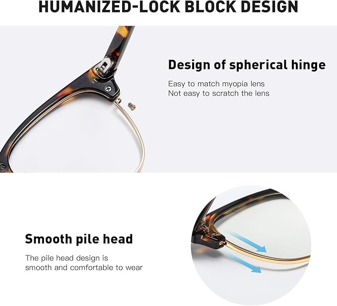 Blue Light Blocking Glasses Vintage Half Frame UV Clear Lens Anti Eyestrain - Image 5