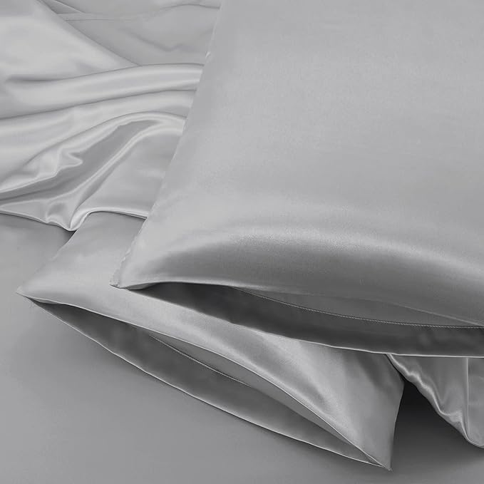 Aormenzy Satin Body Pillow Cover Set of 2, 20x54 Inches Silver Grey Case - Image 6