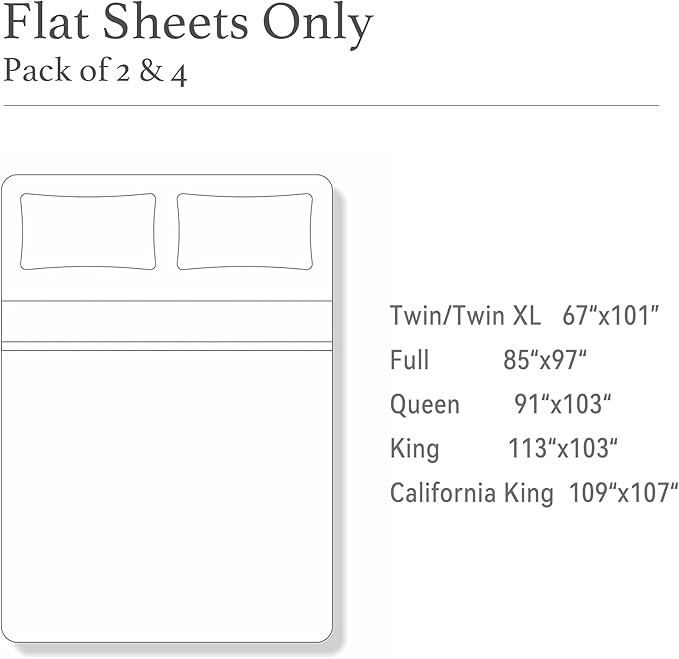 Twin/Twin XL Size Flat Sheet 4 Pack, 100% Cotton Percale Flat Bed Sheet - Image 5