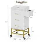 Paddie Beauty Salon Storage Trolley Cart, Glass Top Hair Station Cabinet - Image 7
