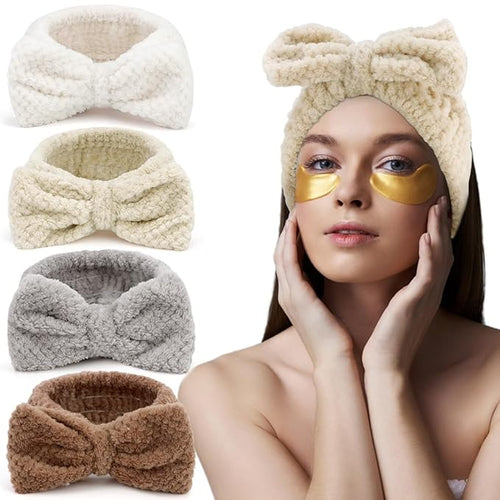 AHONEY 4 Pack Skin Care Facewash Headbands Women Girls Microfiber Spa Elastic by Ahoney