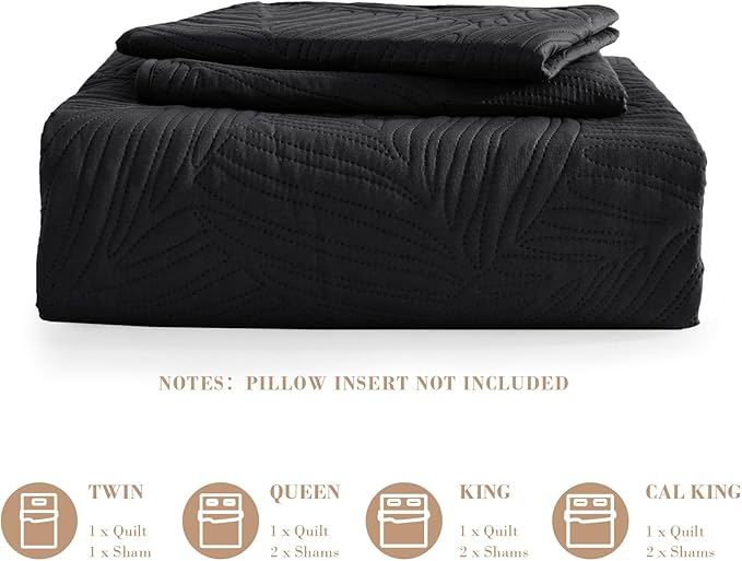Exclusivo Mezcla California King Quilt Bedding Set, Lightweight Black Quilts - Image 6