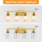 Bathroom Vanity Light, 4-Light Modern Matte Gold Wall Sconce Lighting - Image 5