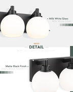 Bathroom Light Fixtures, 3-Light Matte Black Vanity Light, Modern Wall Sconces - Image 4