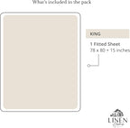 Linen Home 100% Cotton Percale Weave Fitted Sheet, King Size, Light Taupe - Image 6