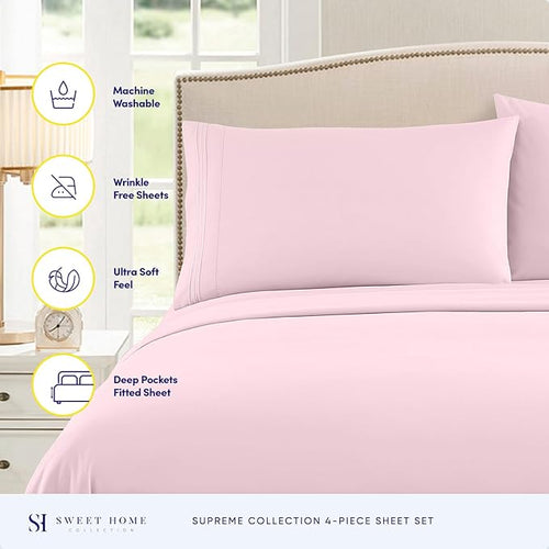 1800 Thread Count Sheet Set – Soft Egyptian Quality Brushed Microfiber Sheets – - Image 2