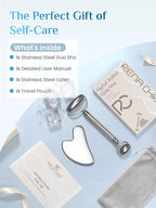 Rena Chris Gua Sha and Face Roller Set: Anti-Breakage Stainless Steel Roller - Image 6