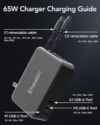 65W for MacBook Pro Charger, 5-in-1 Retractable Wall Charger Plug for iPhone 17 - Image 5