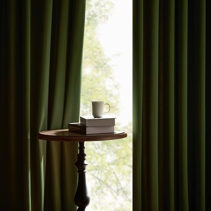 Joydeco Green Velvet Curtains 96 inch 2 Panel, Room Darkening Super Soft Velvet - Image 4