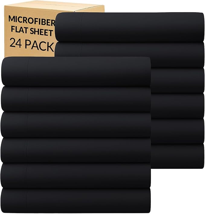 GOLD TEXTILES Twin Flat Sheet 24 Pack – Brushed Microfiber Top Sheets by GOLDTEXTILES