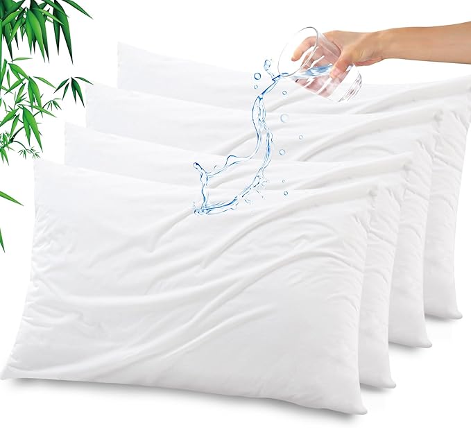 Gogreen Bamboo Rayon Waterproof Pillow Protector, Breathable Pillow Cover by GOGREEN